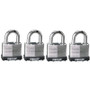 Master Lock 1803Q  Fortress 1-1/2" Wide Steel Laminated Padlocks with 7/8" Shackle Height - 4 per Package All Keyed Alike Image 0
