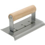 QLT by Marshalltown 92  6" x 2-3/4" Curved Ends Concrete Edger with Wood Handle - 3/8" Radius, 1/2" Lip (16492) Image 0