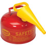 Eagle UI25FS  2-1/2 Gallon Type I Metal Safety Gas Can - Red with F15 Funnel Image 0