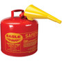 Eagle UI50FS  5 Gallon Type I Metal Safety Gas Can - Red with F15 Funnel Image 0