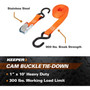 Keeper 05110  1" x 10' Cam Buckle Tie-Down Strap with Full-Size Vinyl Coated S-Hooks Image 2