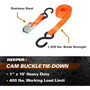 Keeper 05115  1" x 15' Cam Buckle Tie-Down Strap with Full-Size Vinyl Coated S-Hooks Image 2