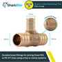 SharkBite UC412LFA  3/4" x 3/4" x 1/2" Barbed Brass Reducing Tee for PEX Image 1