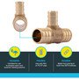 SharkBite UC412LFA  3/4" x 3/4" x 1/2" Barbed Brass Reducing Tee for PEX Image 2