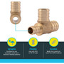 SharkBite UC444LFA  3/4" x 1/2" x 3/4" Barbed Brass Reducing Tee for PEX Image 2