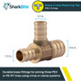 SharkBite UC454LFA   3/4" x 1/2" x 1/2" Barbed Brass Reducing Tee for PEX Image 1