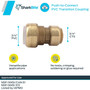 SharkBite UIP4016A  3/4" CTS x 3/4" PVC Push-to-Connect Transition Coupler Image 1