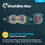 SharkBite Max UR008A4  1/2" x 1/2" Push-to-Connect Brass Coupler for PEX - 4 per Package Image 1