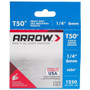 Arrow Fastener 504  T50 1/4" Heavy Duty Steel Staples 1250 per Package Image 0