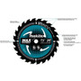 Makita B-61656  7-1/4" 24T Carbide-Tipped Max Efficiency Circular Saw Blade, Framing Image 1