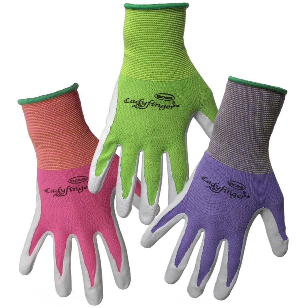 Boss 8438  Ladyfinger Ladies Nitrile Palm Gloves - Assorted Colors - Small