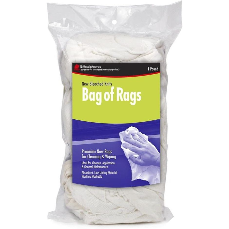 Buffalo 60200 Premium New Bleached Knits Bag of Rags - 1-lb Bag Buffalo 60200 Premium New Bleached Knits Bag of Rags - 1-lb Bag