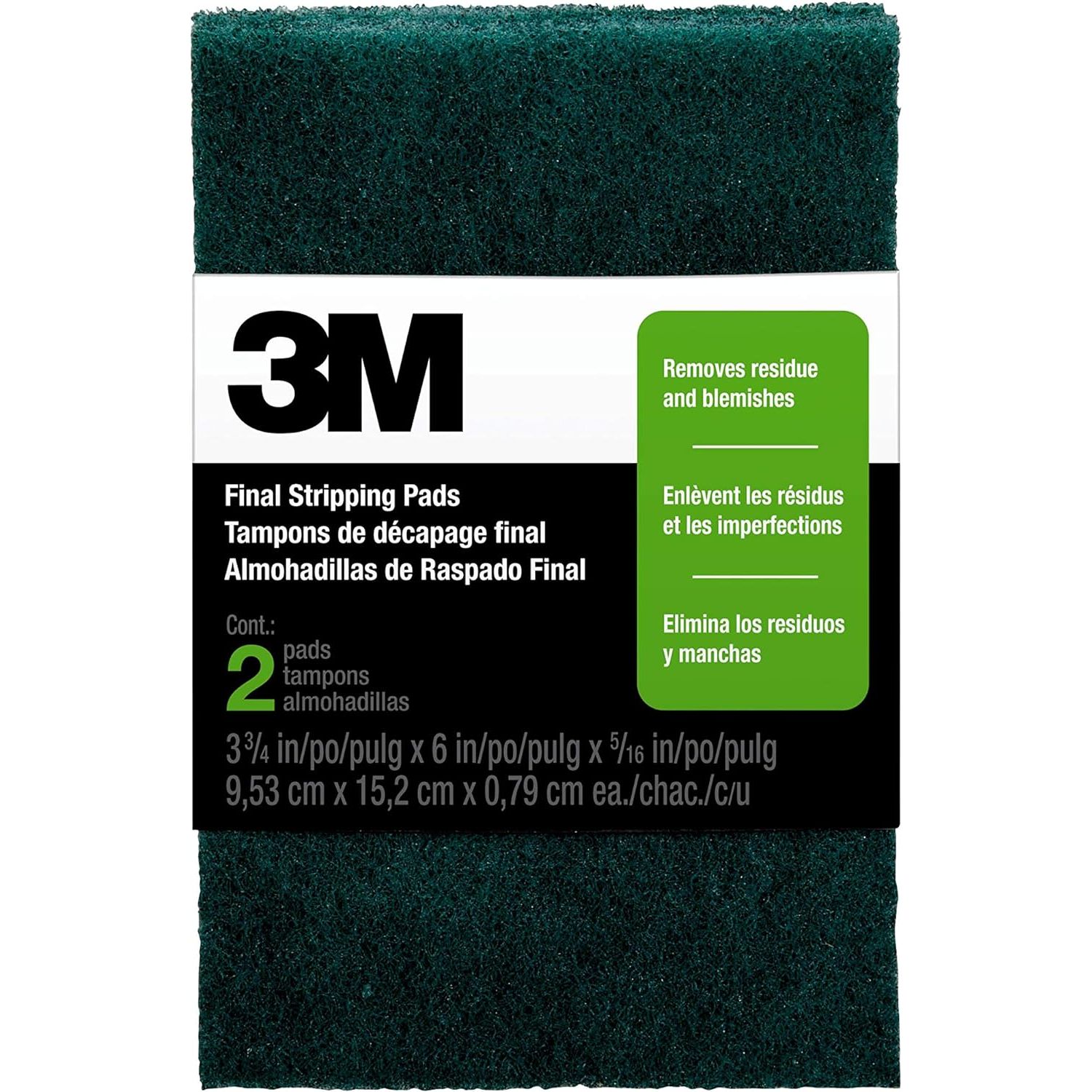 3M 10113NA  #0 3-3/4" x 6" Heavy Duty Stripping Pads Fine- 2 Pads per Package