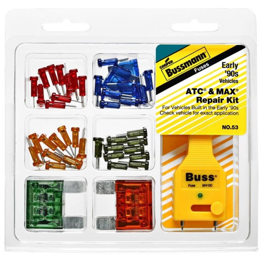 Bussmann 53  ATC and MAX Blade Fuse Repair Kit with 40 ATC Fuses, 4 MAX Fuses and Tester Puller
