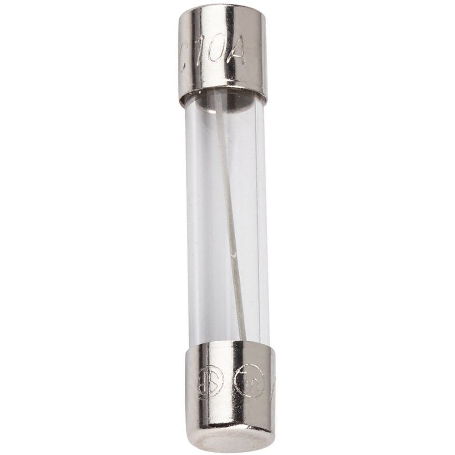 Bussmann BP/AGC-10-RP  AGC 10 Amp Fast-Acting Glass Tube Fuses 1/4" x 1-1/4" - 5 per Card