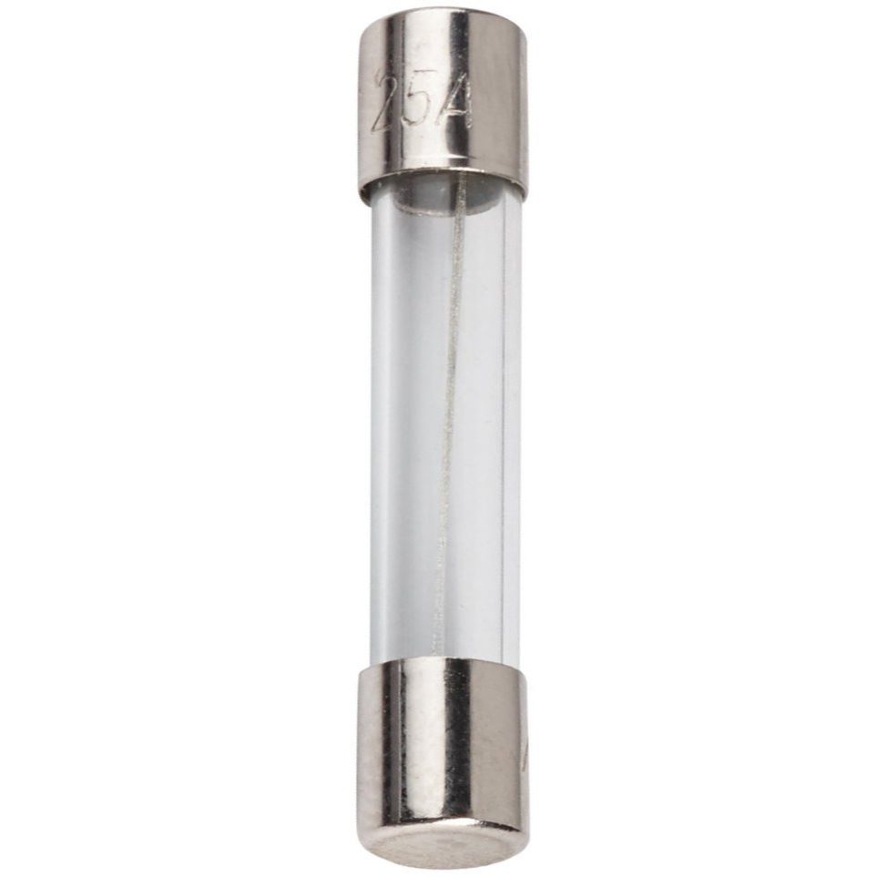 Bussmann BP/AGC-25-RP  AGC 25 Amp Fast-Acting Glass Tube Fuses 1/4" x 1-1/4" - 5 per Card