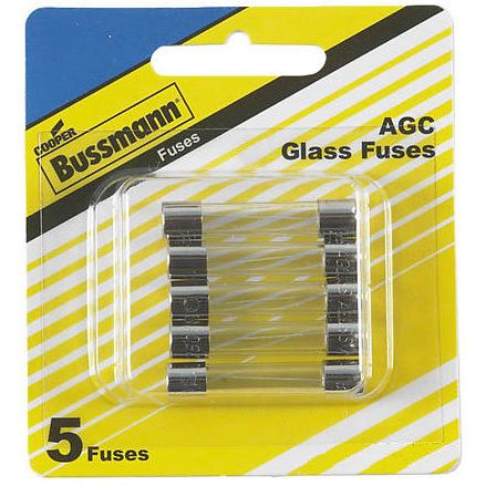 Bussmann BP/AGC-6-RP  AGC 6 Amp Fast-Acting Glass Tube Fuses 1/4" x 1-1/4" - 5 per Card