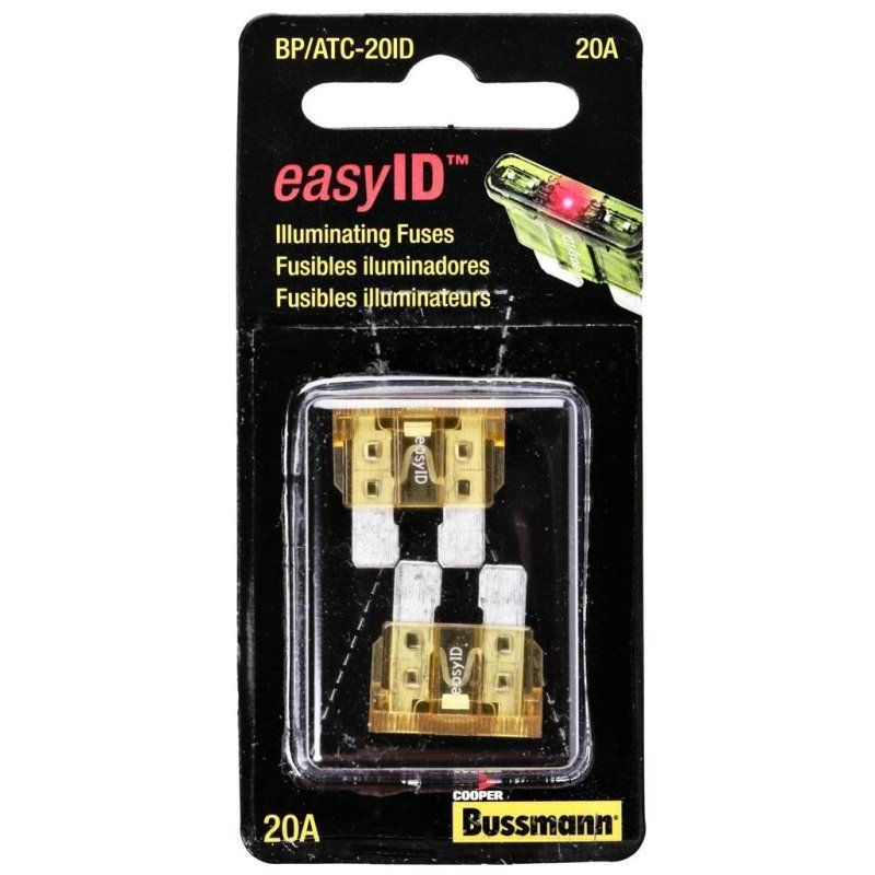 Bussmann BP/ATC-25ID  Clear ATC 25 Amp easyId Illuminating Fast-Acting Automotive Blade Fuses - 2 per Card