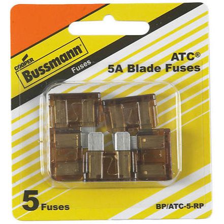 Bussmann BP/ATC-5-RP Tan ATC 5 Amp Fast-Acting Automotive Blade Fuses - 5 per Card Bussmann BP/ATC-5-RP Tan ATC 5 Amp Fast-Acting Automotive Blade Fuses - 5 per Card