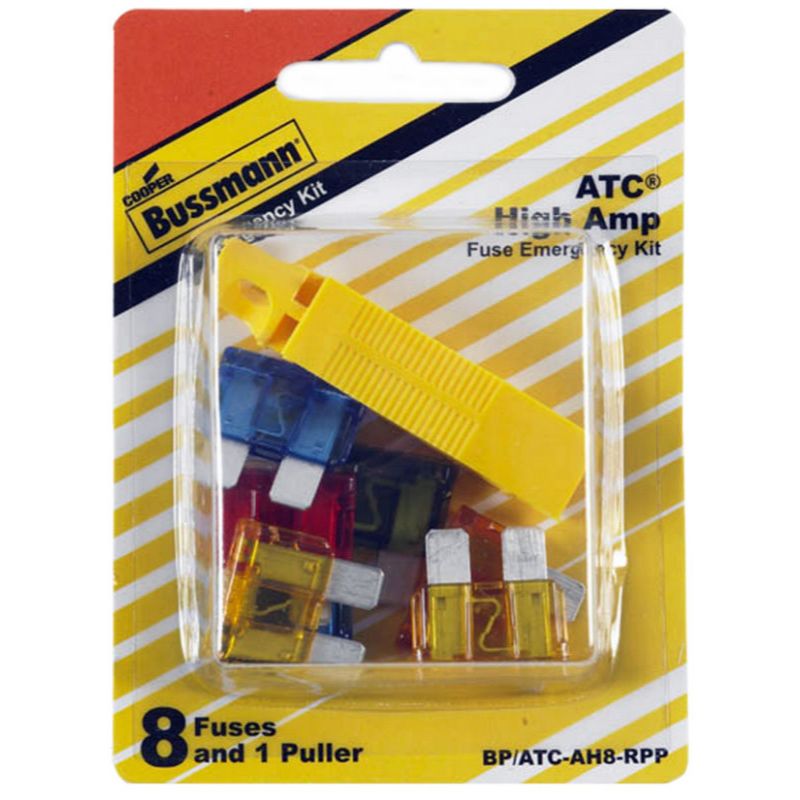 Bussmann BP/ATC-AH8-RPP  ATC Automotive Blade Fast-Acting Fuse 8 Fuse High Amp Assortment with Fuse Puller