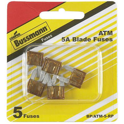 Bussmann BP/ATM-5-RP Tan ATM 5 Amp Fast-Acting Automotive Mini Blade Fuses - 5 per Card Bussmann BP/ATM-5-RP Tan ATM 5 Amp Fast-Acting Automotive Mini Blade Fuses - 5 per Card