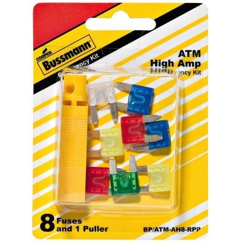 Bussmann BP/ATM-AH8-RPP  ATM Automotive Mini Blade Fast-Acting Fuse 8 Fuse High Amp Assortment with Fuse Puller