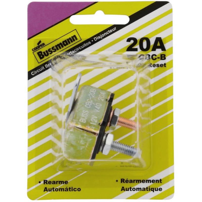 Bussmann BP/CBC-20B-RP  Type I Stud-Mount 20 Amp Automatic Circuit Breaker with Crosswise Bracket