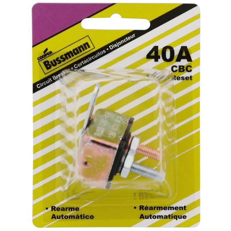 Bussmann BP/CBC-40B-RP Type I Stud-Mount 40 Amp Automatic Circuit Breaker with Crosswise Bracket Bussmann BP/CBC-40B-RP Type I Stud-Mount 40 Amp Automatic Circuit Breaker with Crosswise Bracket