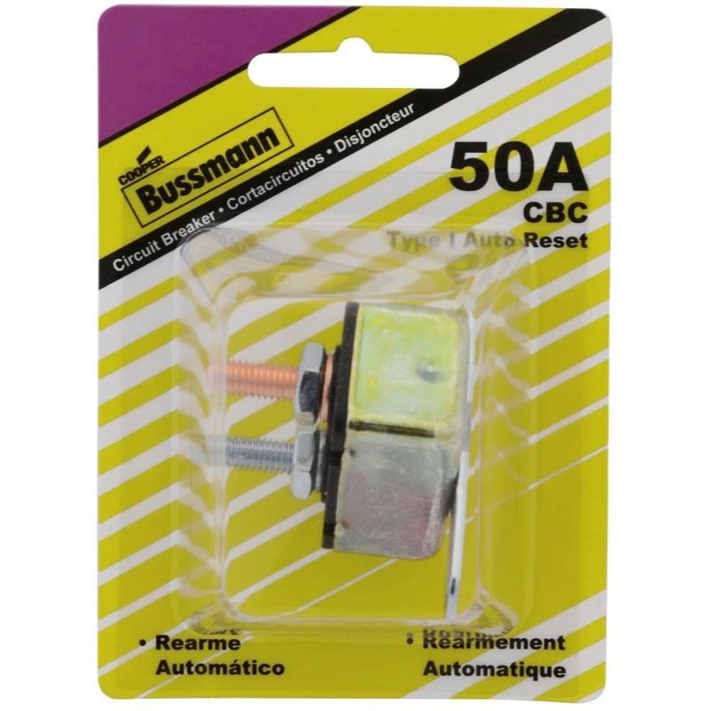 Bussmann BP/CBC-50B-RP Type I Stud-Mount 50 Amp Automatic Circuit Breaker with Crosswise Bracket Bussmann BP/CBC-50B-RP Type I Stud-Mount 50 Amp Automatic Circuit Breaker with Crosswise Bracket