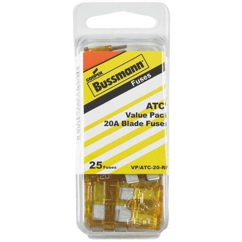 Bussmann VP/ATC-20-RP Yellow ATC 20 Amp Fast-Acting Automotive Blade Fuses - 25 per Box Bussmann VP/ATC-20-RP Yellow ATC 20 Amp Fast-Acting Automotive Blade Fuses - 25 per Box
