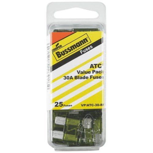 Bussmann VP/ATC-30-RP Green ATC 30 Amp Fast-Acting Automotive Blade Fuses - 25 per Box Bussmann VP/ATC-30-RP Green ATC 30 Amp Fast-Acting Automotive Blade Fuses - 25 per Box