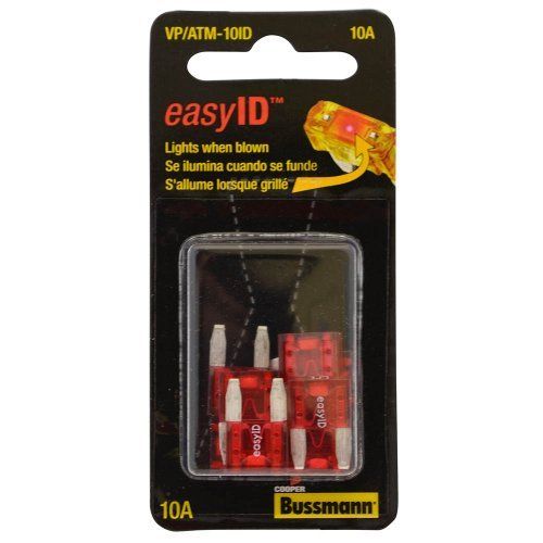 Bussmann VP/ATM-10ID Red ATM 10 Amp easyId Illuminating Fast-Acting Automotive Mini Blade Fuses - 10 per Package Bussmann VP/ATM-10ID Red ATM 10 Amp easyId Illuminating Fast-Acting Automotive Mini Blade Fuses - 10 per Package