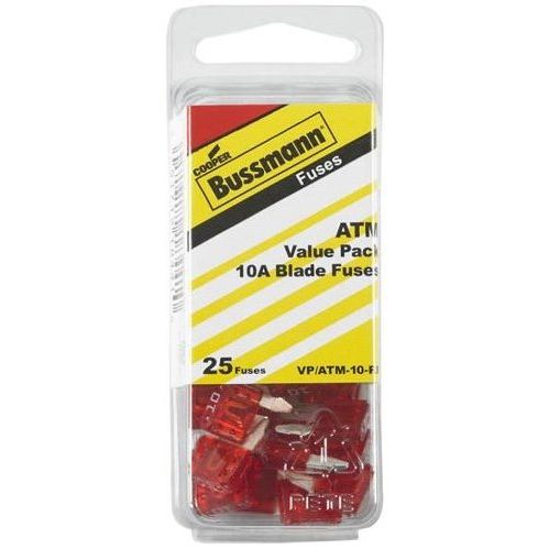 Bussmann VP/ATM-10-RP Red ATM 10 Amp Fast-Acting Automotive Mini Blade Fuses - 25 per Box Bussmann VP/ATM-10-RP Red ATM 10 Amp Fast-Acting Automotive Mini Blade Fuses - 25 per Box