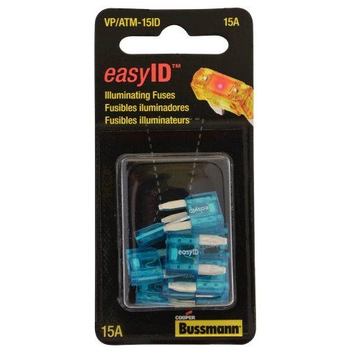 Bussmann VP/ATM-15ID  Blue ATM 15 Amp easyId Illuminating Fast-Acting Automotive Mini Blade Fuses - 10 per Package