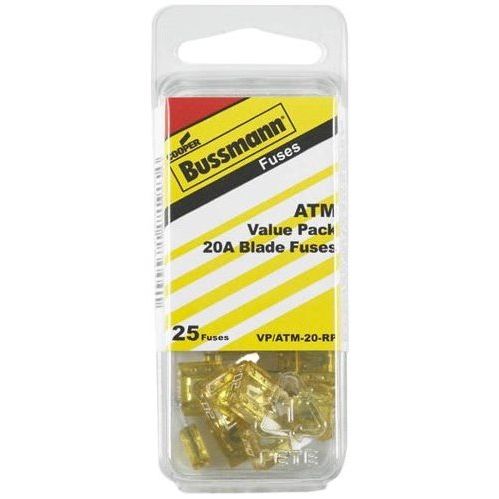 Bussmann VP/ATM-20-RP  Yellow ATM 20 Amp Fast-Acting Automotive Mini Blade Fuses - 25 per Box