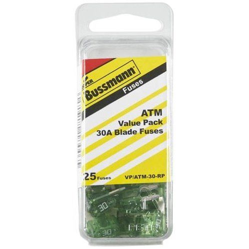Bussmann VP/ATM-30-RP Green ATM 30 Amp Fast-Acting Automotive Mini Blade Fuses - 25 per Box Bussmann VP/ATM-30-RP Green ATM 30 Amp Fast-Acting Automotive Mini Blade Fuses - 25 per Box