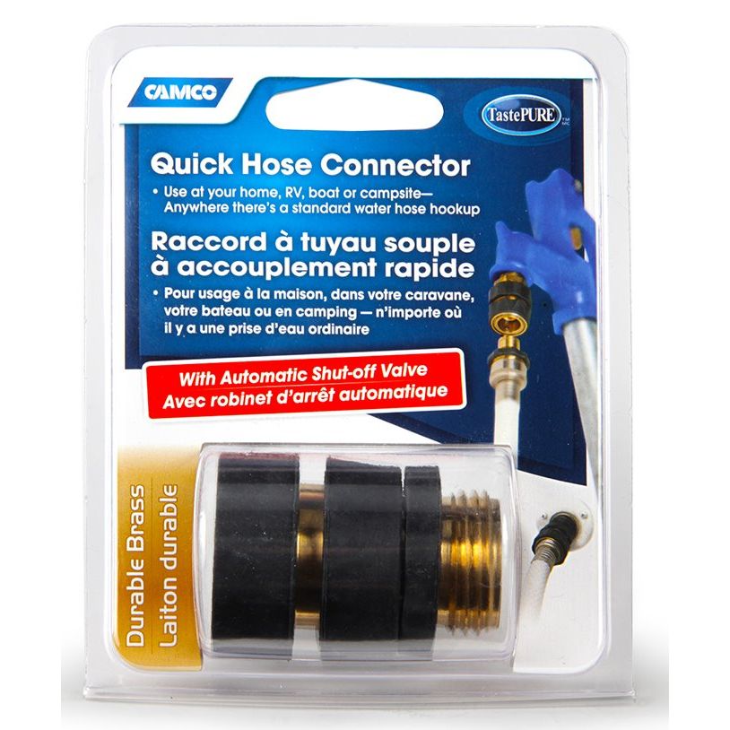 Camco 20135  Quick Hose Connector-- Brass-Replaces 20133