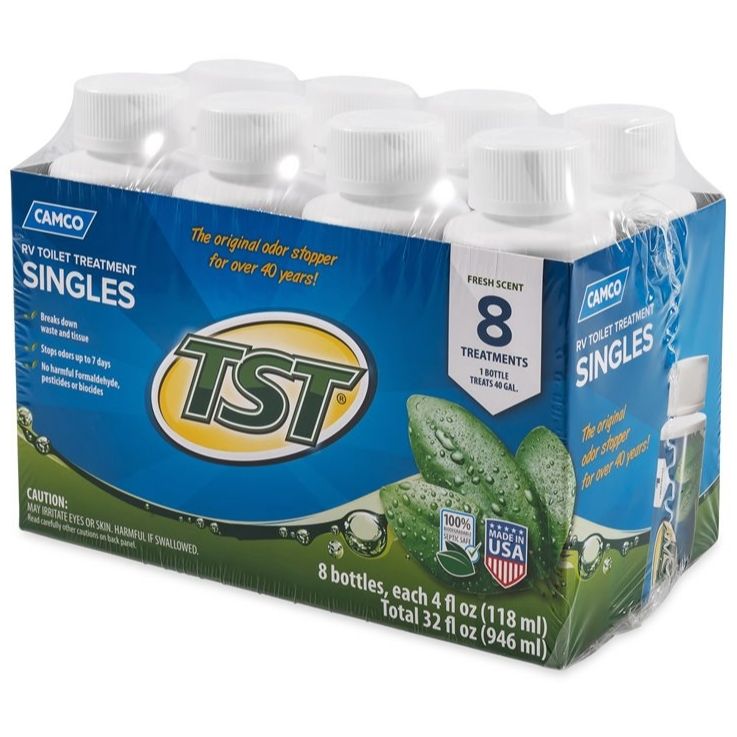 Camco 40221  TST Fresh Scent RV Holding Tank Toilet Treatment - 8 Pack (4oz Bottles)