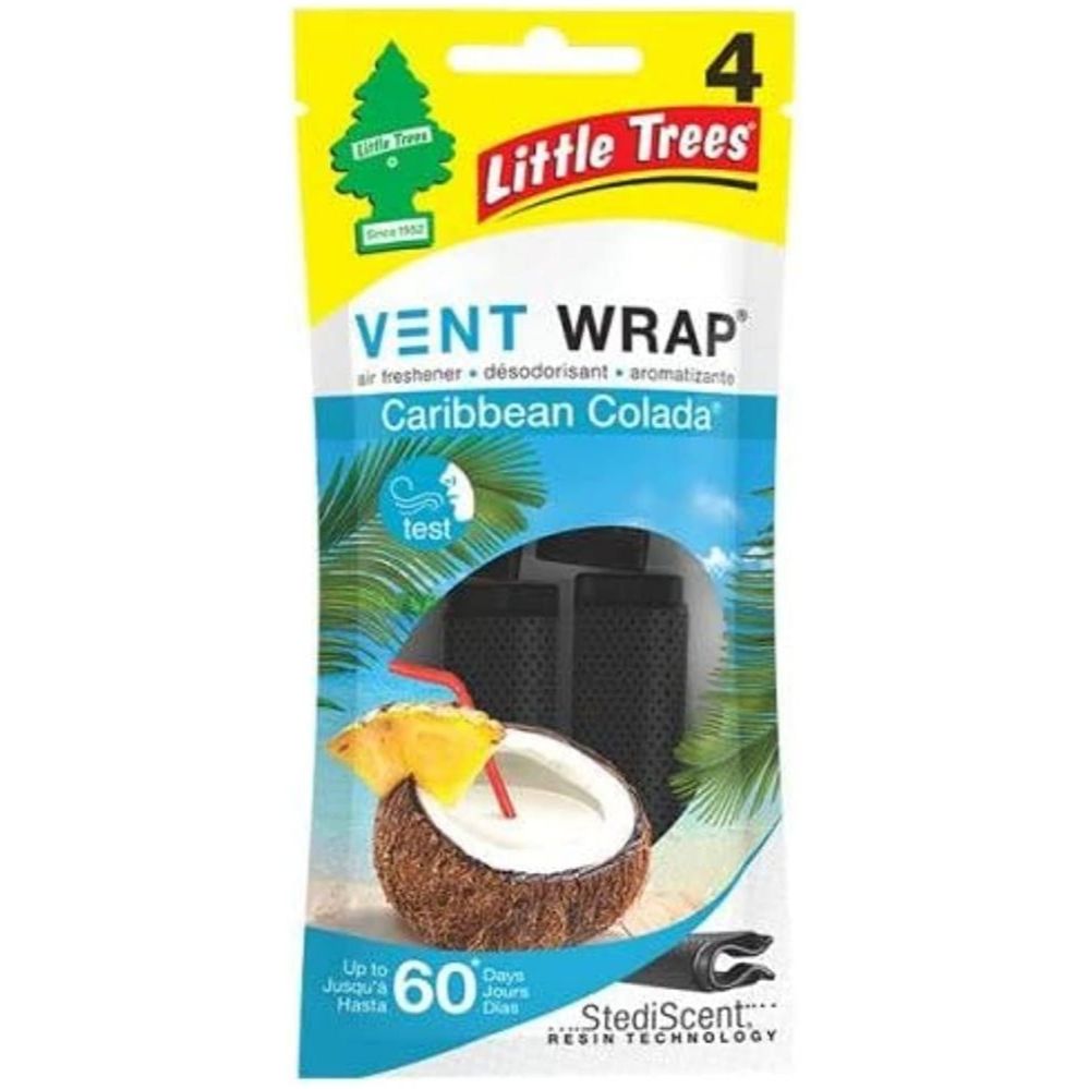 Little Trees CTK-52725  Vent Wrap Car Air Freshener Caribbean Colada Scent - 4 per Package