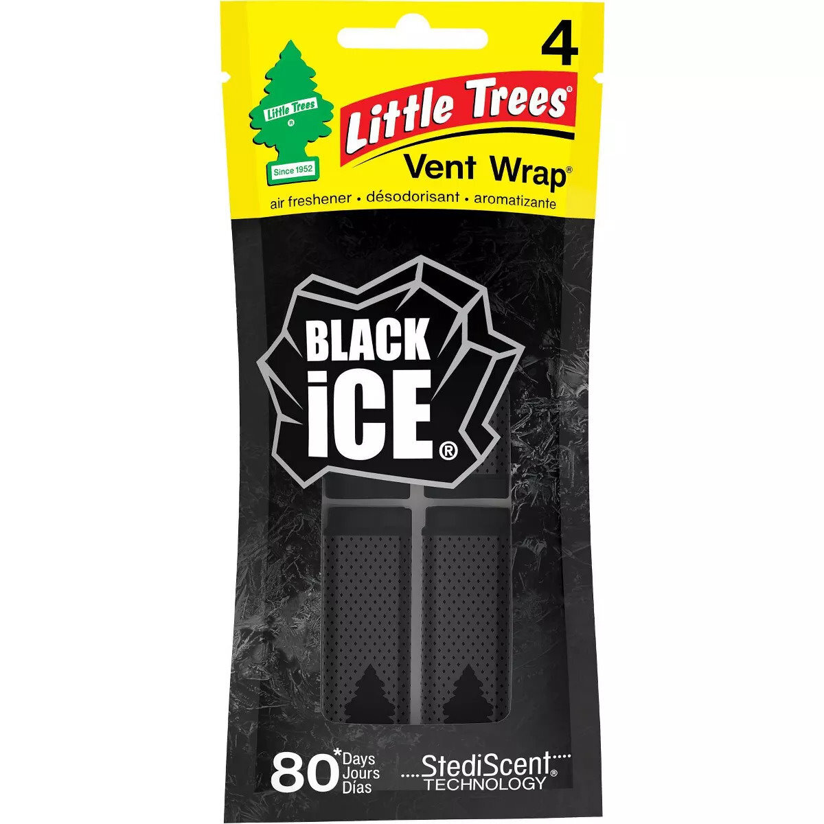 Little Trees CTK-52731  Vent Wrap Car Air Freshener Black Ice Scent - 4 per Package