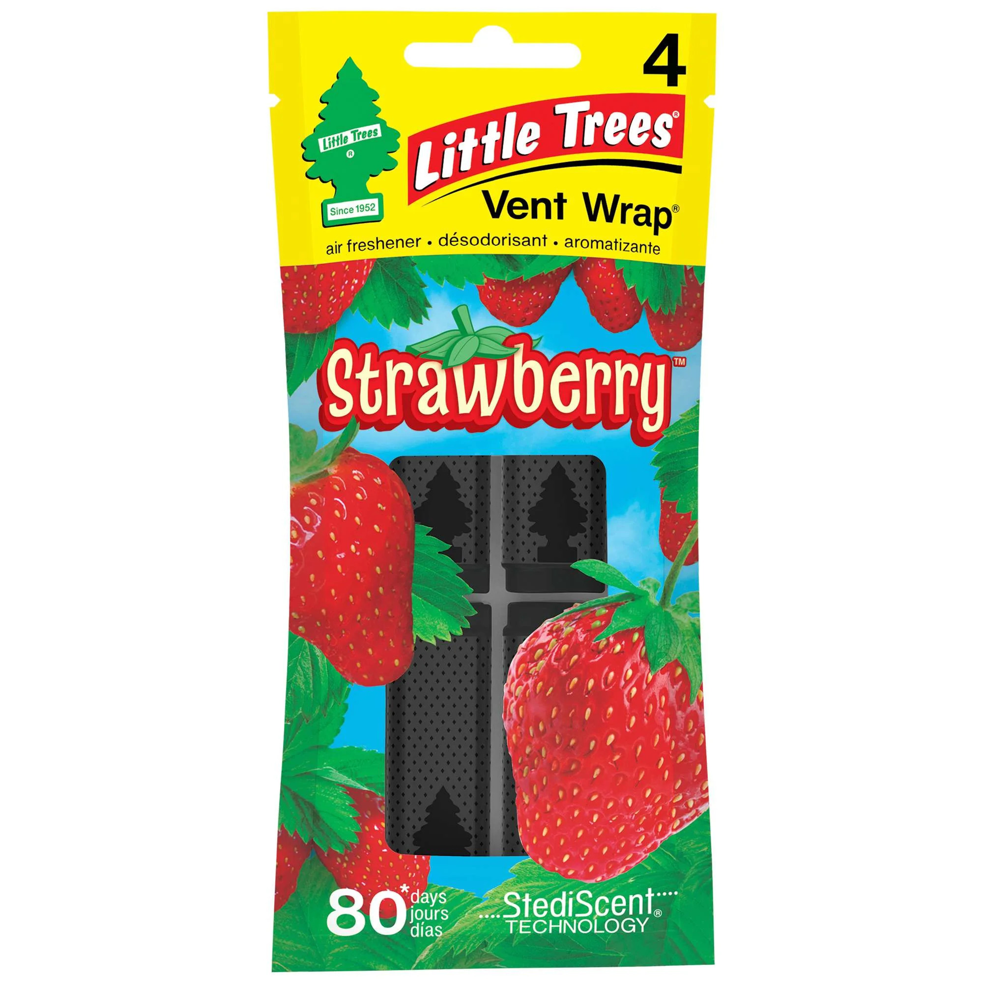 Little Trees CTK-52736  Vent Wrap Car Air Freshener Strawberry Scent - 4 per Package