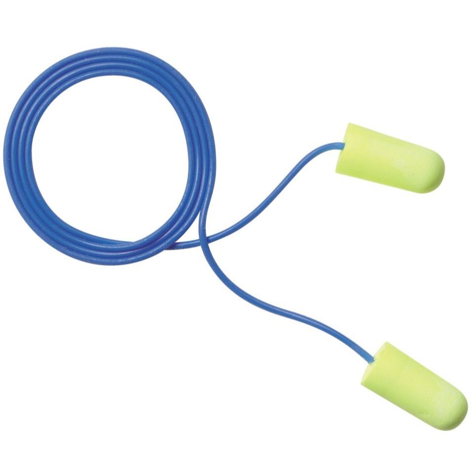 3M 311-1250  E-A-Rsoft Yellow Neons Corded Ear Plugs in Poly Bags - 200 Pair per Box