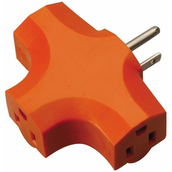 Southwire 09906  3 Outlet Adapter Solid Molded PVC Orange