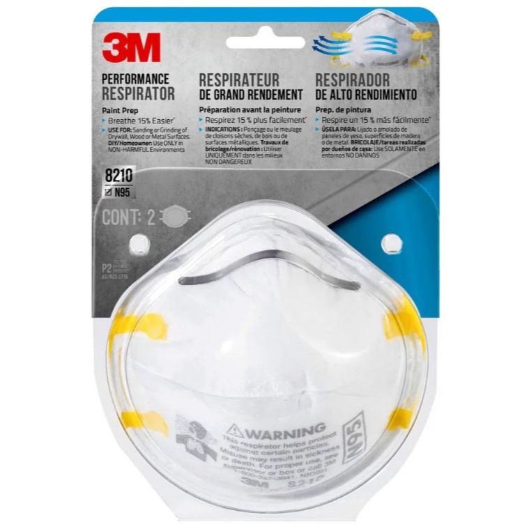 3M 8210P2-DC  N95 Dust Mask, Particulate Respirators for Painting- 2 per Package