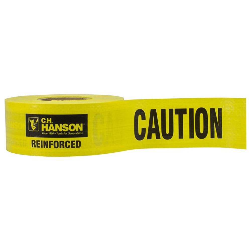 C.H. Hanson  16030  500' x 3" 'CAUTION' Barricade Tape Reinforced -Black Letters on 5 mil Yellow Tape