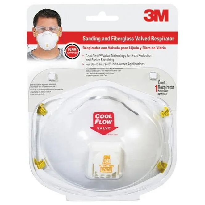 3M Safety Respirator, N95, Cool Flow Valve, 1-Pack, (8511HA1-C-PS) 3M Safety Respirator, N95, Cool Flow Valve, 1-Pack, (8511HA1-C-PS)