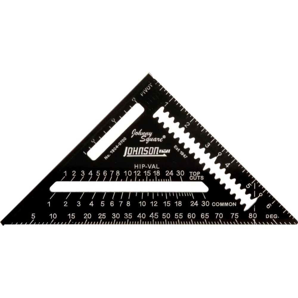 Johnson Level & Tool Manufacturing 1904-0700 7" Johnny Square Professional Easy-Read Aluminum Rafter Square Johnson Level & Tool Manufacturing 1904-0700 7" Johnny Square Professional Easy-Read Aluminum Rafter Square