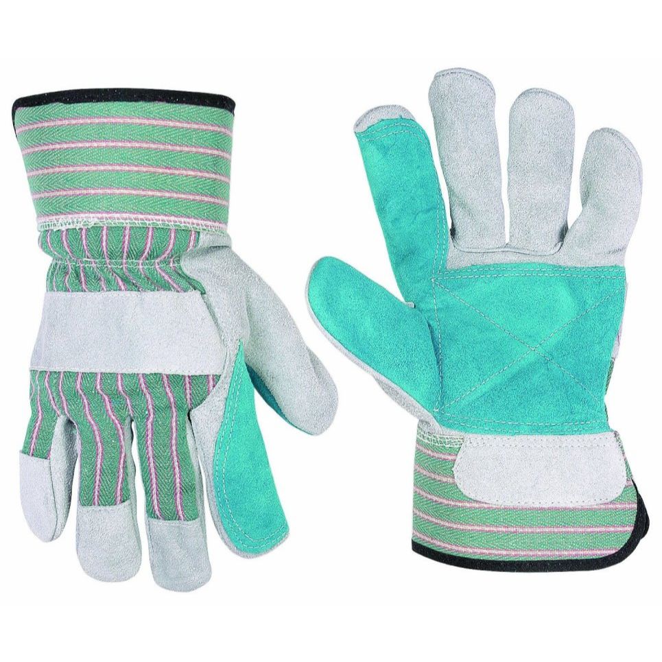 Custom Leathercraft 2047 Work Gloves with Double Leather Palm and Safety Cuff, 1-Pair