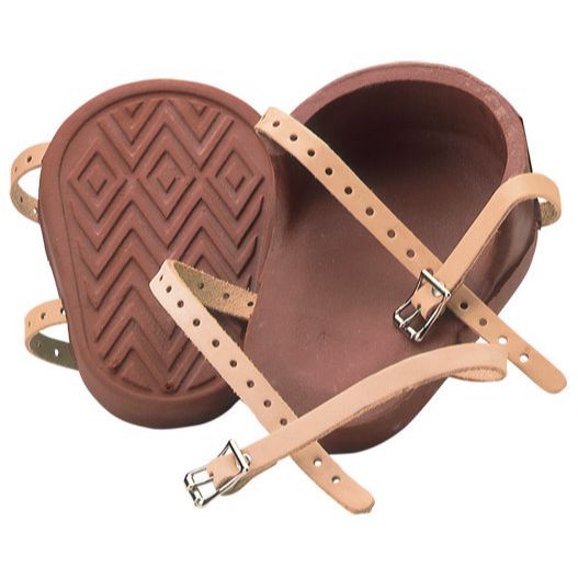 Custom Leathercraft 318  Professional Heavy-Duty Molded Rubber Kneepads W/Leather Straps
