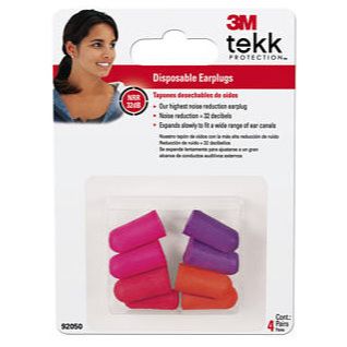 3M 92050  TEKK Protection Disposable Ultra Soft Earplugs - 4 Pair per Package